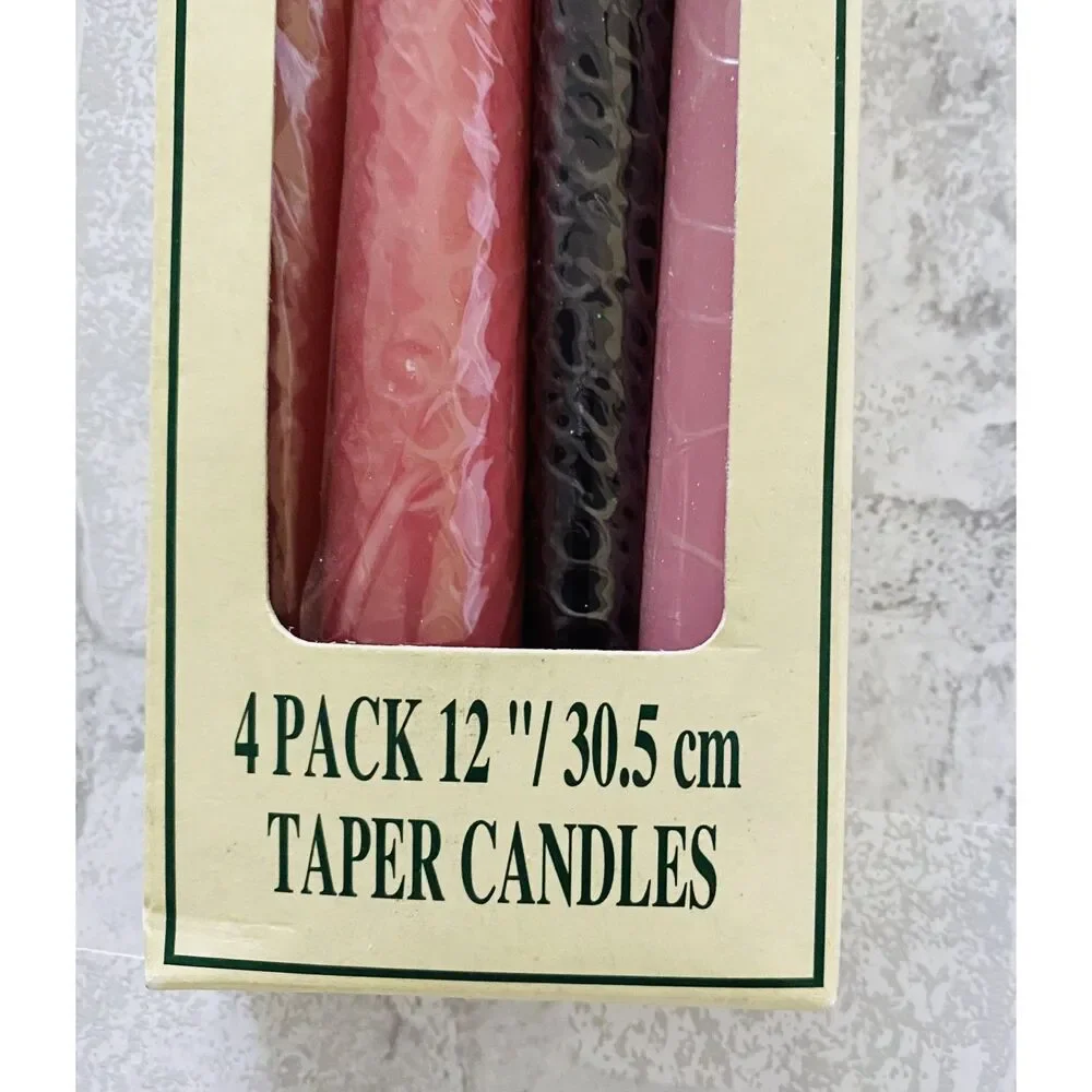 Todays Home Classic Taper Pink and Purple Vintage Candles Set of 4 Retro -Flawed